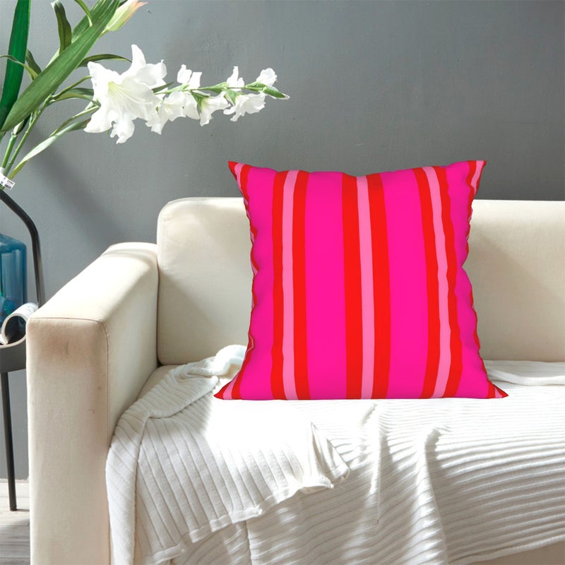 Multicolor Summer Stripes Single Sided Printed Pillowcase 17.72x17.72 Inch - Image 5