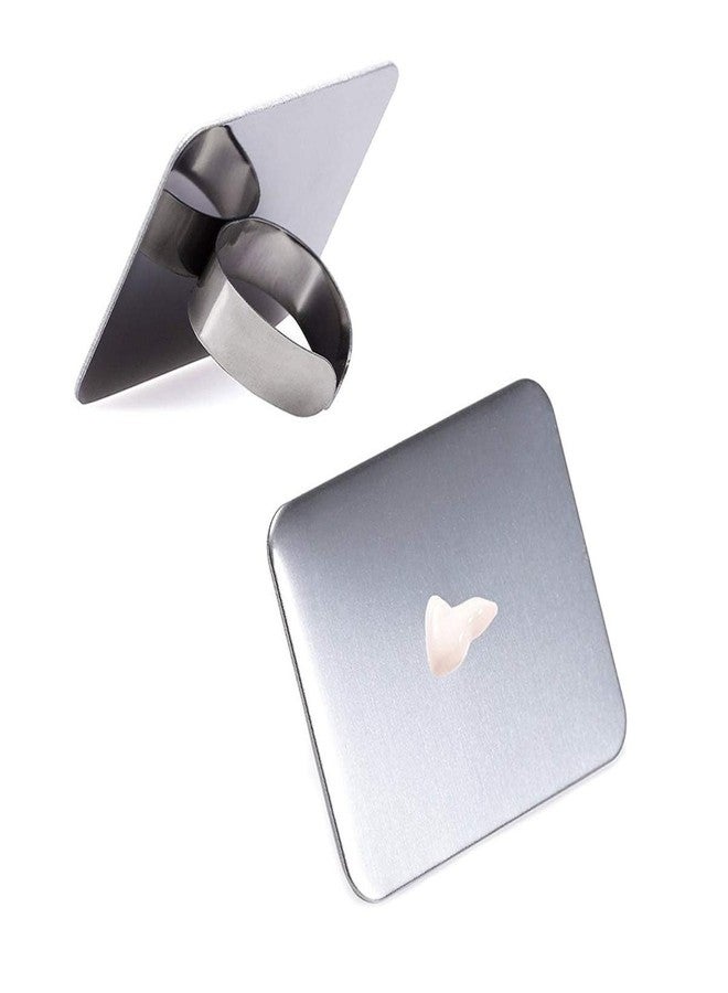 FEELHIGH Nail Art Supplies Stainless Steel Mini Finger Ring Palette Makeup Cream Foundation Finger Plate Nail Art Paint Color Mixing Palette Makeup Spatula (2 Pack) - Image 1