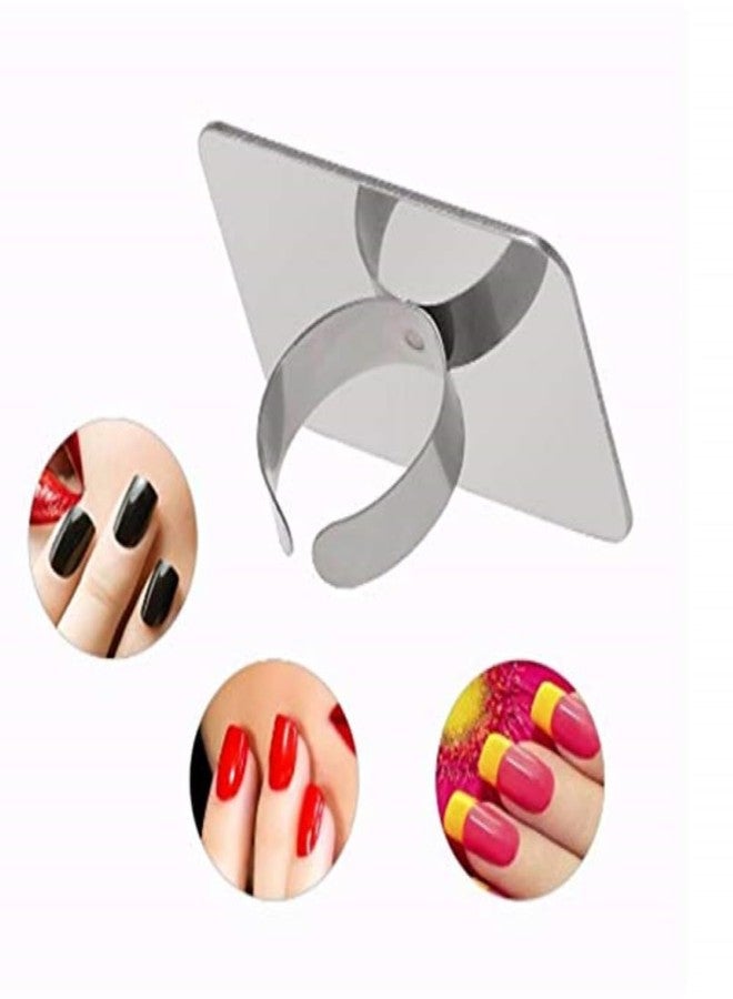 FEELHIGH Nail Art Supplies Stainless Steel Mini Finger Ring Palette Makeup Cream Foundation Finger Plate Nail Art Paint Color Mixing Palette Makeup Spatula (2 Pack) - Image 5