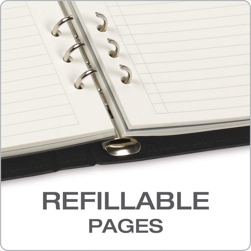 Oxford 6-Ring Professional Notebook, 7 x 9 Inch, Refillable Notebook, Writing Journal, Ivory Paper, 100 Sheets, Black Faux Leather Cover (90004) - Image 3