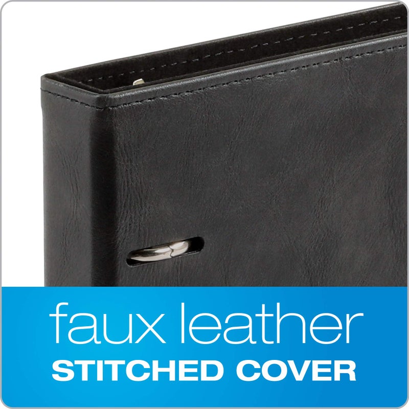 Oxford 6-Ring Professional Notebook, 7 x 9 Inch, Refillable Notebook, Writing Journal, Ivory Paper, 100 Sheets, Black Faux Leather Cover (90004) - Image 2