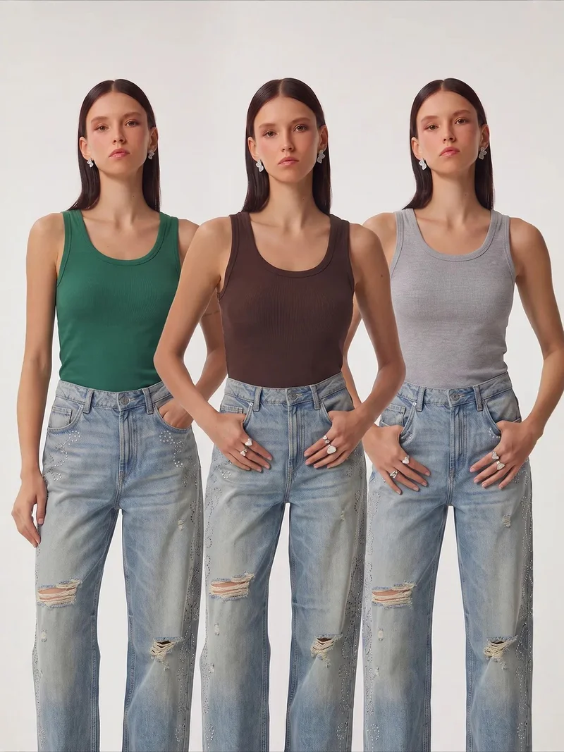 هابينس اسطنبول ISTANBUL 3-Pack Ribbed Cotton Cami Tops