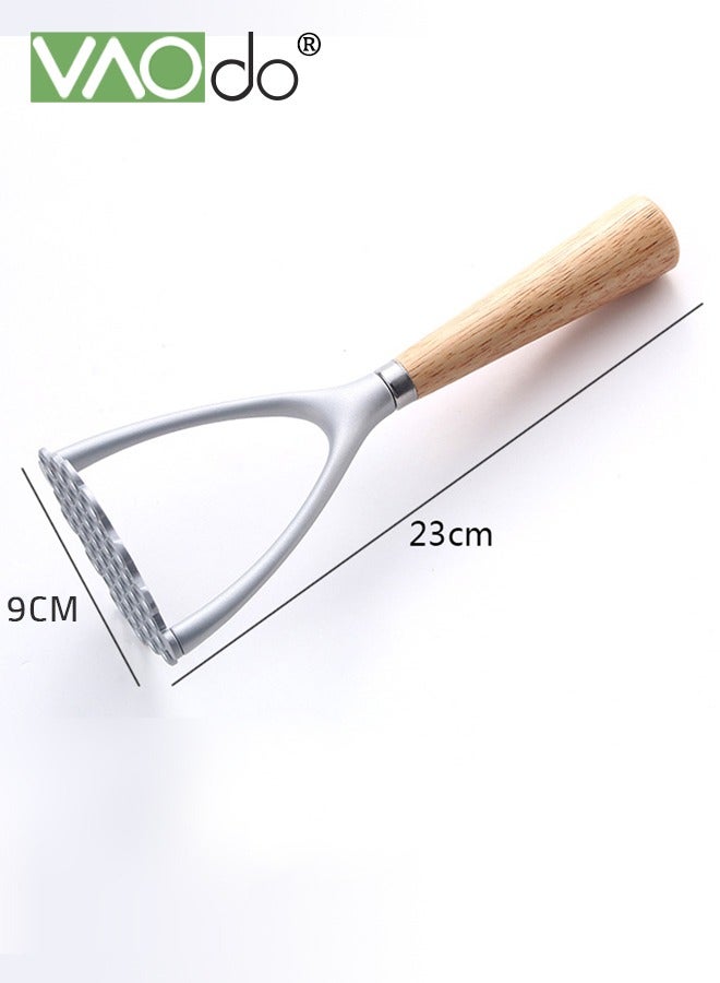 فاو دو مهروس البطاطس اليدوي، أداة هرس المطبخ المصنوعة من سبائك الألومنيوم بمقبض خشبي، أداة هرس البطاطس المهروسة، أدوات المطبخ للبطاطس والفاصوليا والخضروات والفواكه - Image 2