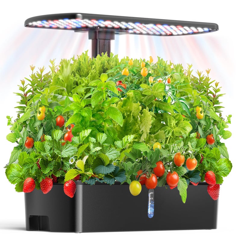 hdroor Hydroponics Growing System Kit 12 Pods Indoor Garden, Hydroponic Indoor Herb Garden Kit with Grow Light, Smart in Door Gardening Gifts for Women, Adjustable Height, Auto Timer, Quiet Pump - Image 1
