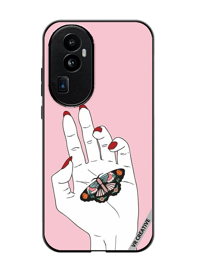 VR CREATIVE Protective Case Cover For Oppo Reno 10 Pro Plus Butterfly Siting In Hand Design Multicolour - Image 1