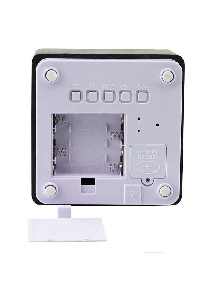 Voice Control Display LED Digital Desk Wooden Alarm Clock with LED Table Lamp