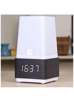Organized Home Voice Control Display LED Digital Desk Wooden Alarm Clock with LED Table Lamp  - Image 1