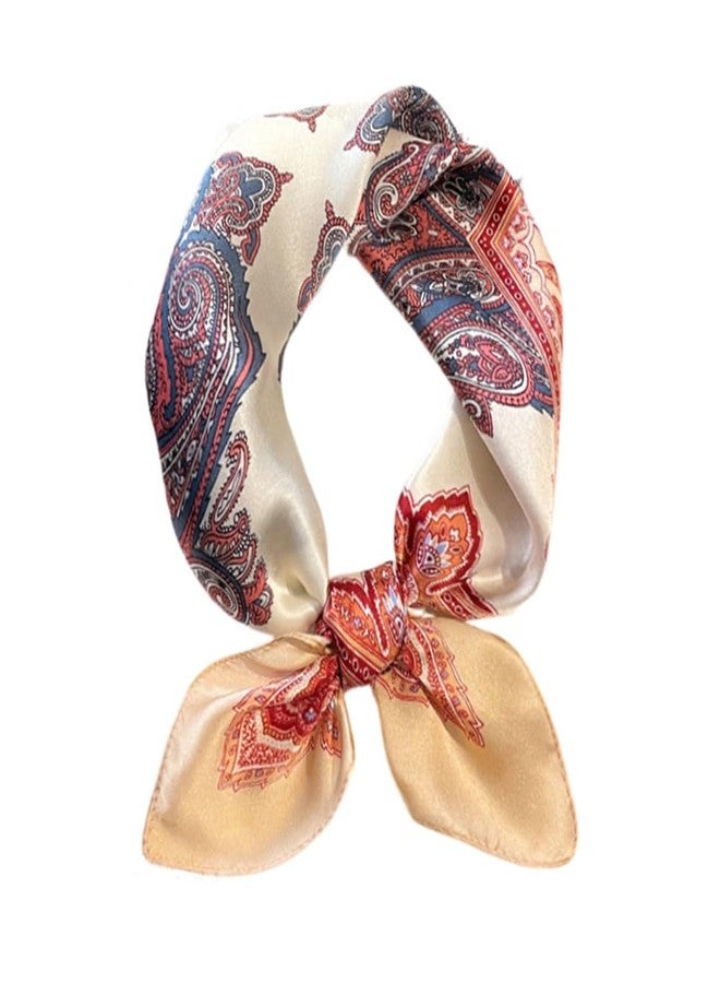 FONYVE 100% Mulberry Silk Scarfs for Women-Lightweight Square Satin Head Scarf-Small Silk Hair Scarf for Sleeping 21"x21", 21 Pink Paisley, S - Image 1