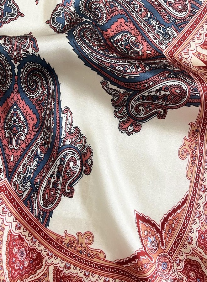 FONYVE 100% Mulberry Silk Scarfs for Women-Lightweight Square Satin Head Scarf-Small Silk Hair Scarf for Sleeping 21"x21", 21 Pink Paisley, S - Image 4