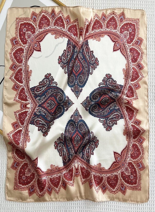 FONYVE 100% Mulberry Silk Scarfs for Women-Lightweight Square Satin Head Scarf-Small Silk Hair Scarf for Sleeping 21"x21", 21 Pink Paisley, S - Image 2