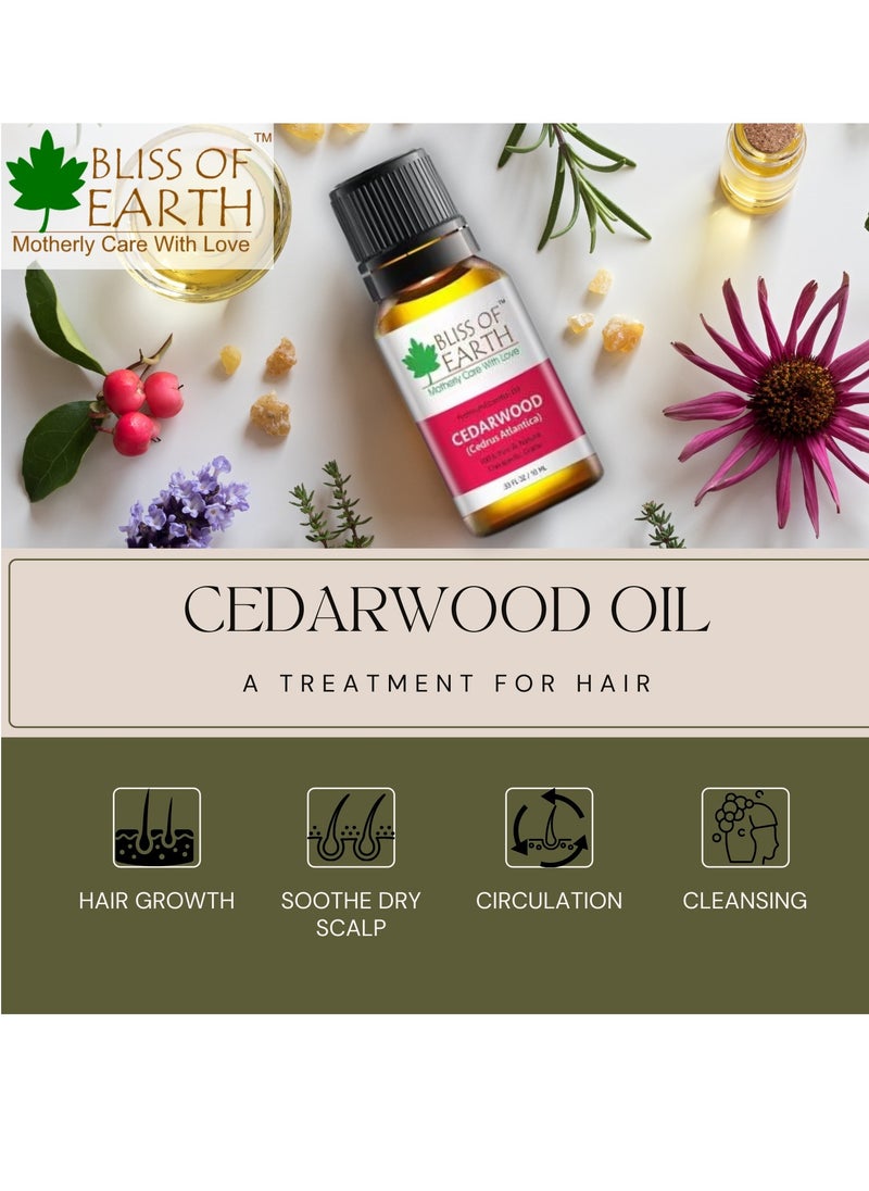 BLISS OF EARTH Cedarwood essential Oil 10ml Therapeutic Grade Essential Oils – Ideal For Aromatherapy  - Image 3