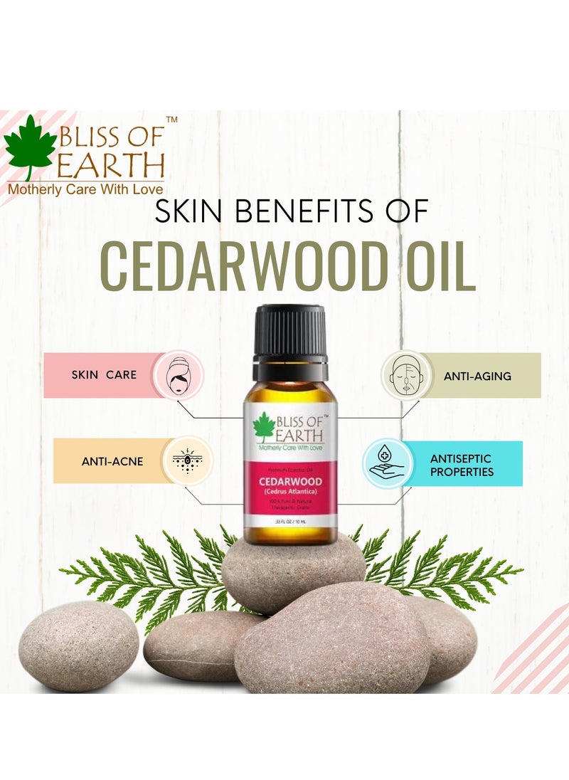 BLISS OF EARTH Cedarwood essential Oil 10ml Therapeutic Grade Essential Oils – Ideal For Aromatherapy  - Image 2