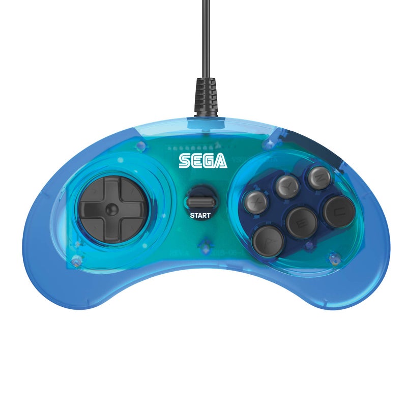 Retro Bit Retro-Bit Official Sega Genesis USB Controller 6-Button Arcade Pad for Sega Genesis Mini, PS3, PC, Mac, Steam, Switch - USB Port - (Clear Blue) - Image 2
