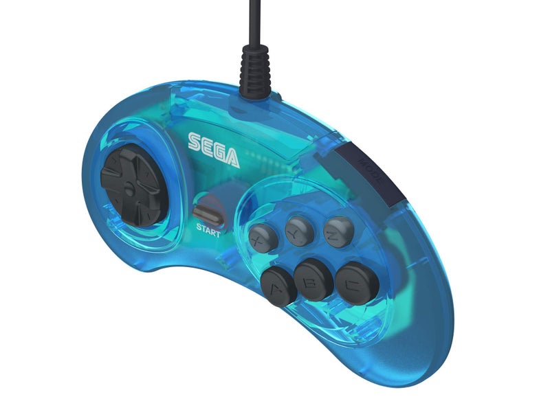 Retro Bit Retro-Bit Official Sega Genesis USB Controller 6-Button Arcade Pad for Sega Genesis Mini, PS3, PC, Mac, Steam, Switch - USB Port - (Clear Blue) - Image 3