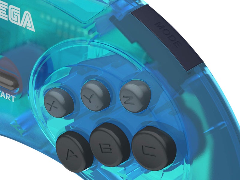Retro Bit Retro-Bit Official Sega Genesis USB Controller 6-Button Arcade Pad for Sega Genesis Mini, PS3, PC, Mac, Steam, Switch - USB Port - (Clear Blue) - Image 5