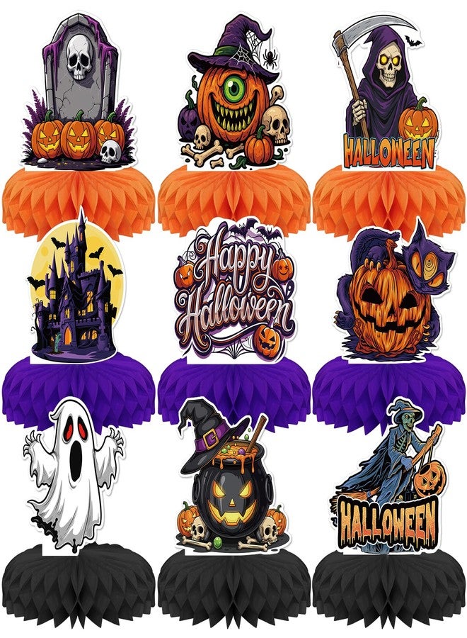 KSKSPE Halloween Party Decorations,9 PCS KSKSPE Halloween Honeycomb Table Centerpiece 3D Halloween Theme Party Decor Supplies Boys Girls - Image 1