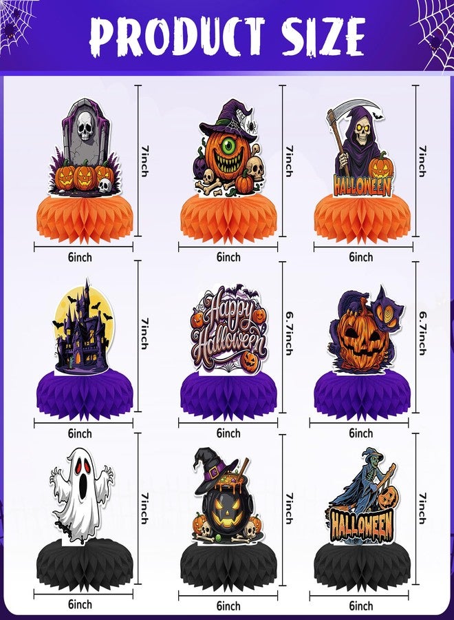 KSKSPE Halloween Party Decorations,9 PCS KSKSPE Halloween Honeycomb Table Centerpiece 3D Halloween Theme Party Decor Supplies Boys Girls - Image 2
