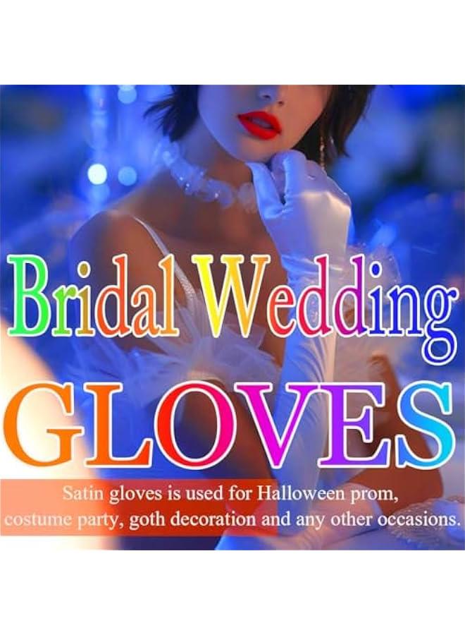 Long Finger Satin Bride Wedding Gloves White Lace Elbow Length Bridal Gloves Prom Accessories for Women  - Image 3