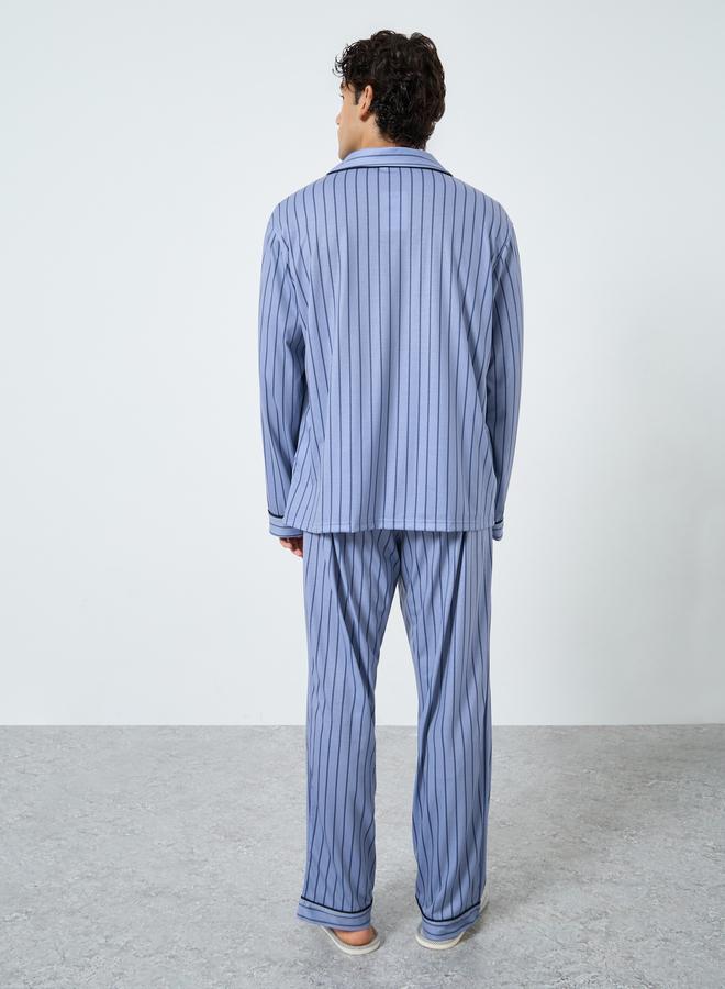Styli Men Striped Oversized Shirt and Pyjama Set - Image 5