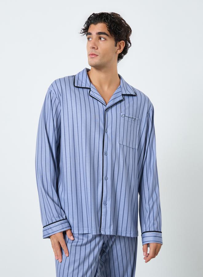 Styli Men Striped Oversized Shirt and Pyjama Set - Image 2