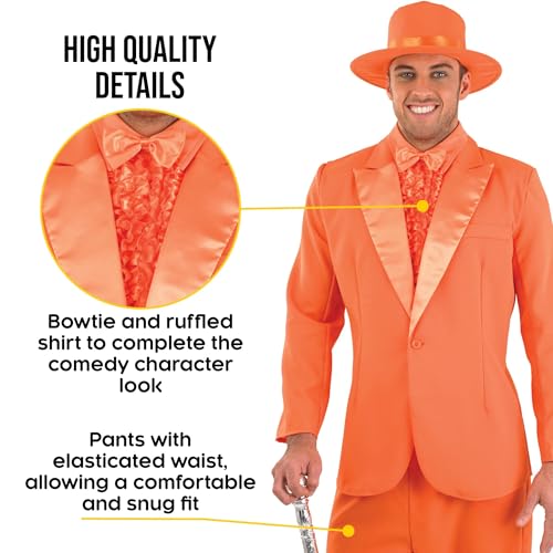fun shack Tuxedo Costume for Men – Orange Suit Mens – Funny 90s Movie Character, Halloween Costumes for Men, XL - Image 3
