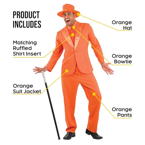 fun shack Tuxedo Costume for Men – Orange Suit Mens – Funny 90s Movie Character, Halloween Costumes for Men, XL - Image 2