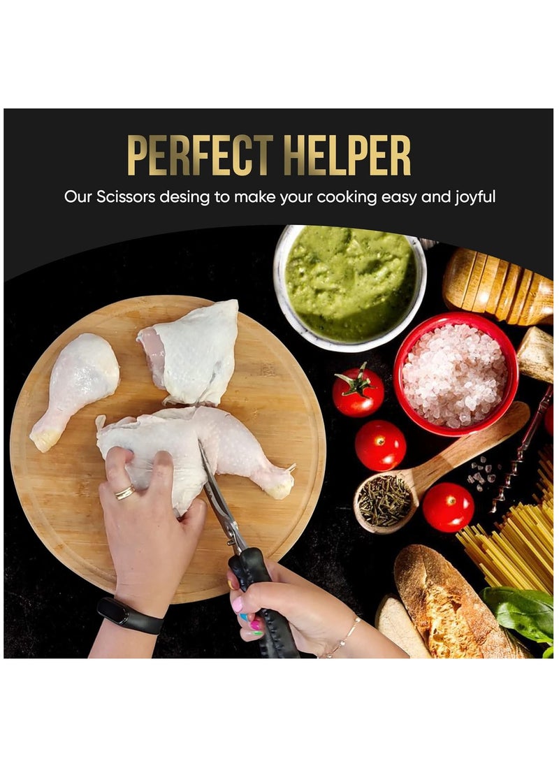 Arabest Kitchen Scissors, Stainless Steel Poultry Shears with Safety Lock,  Heavy Duty Kitchen Shears for Cutting, Chicken, Fish, Bone  - Image 2