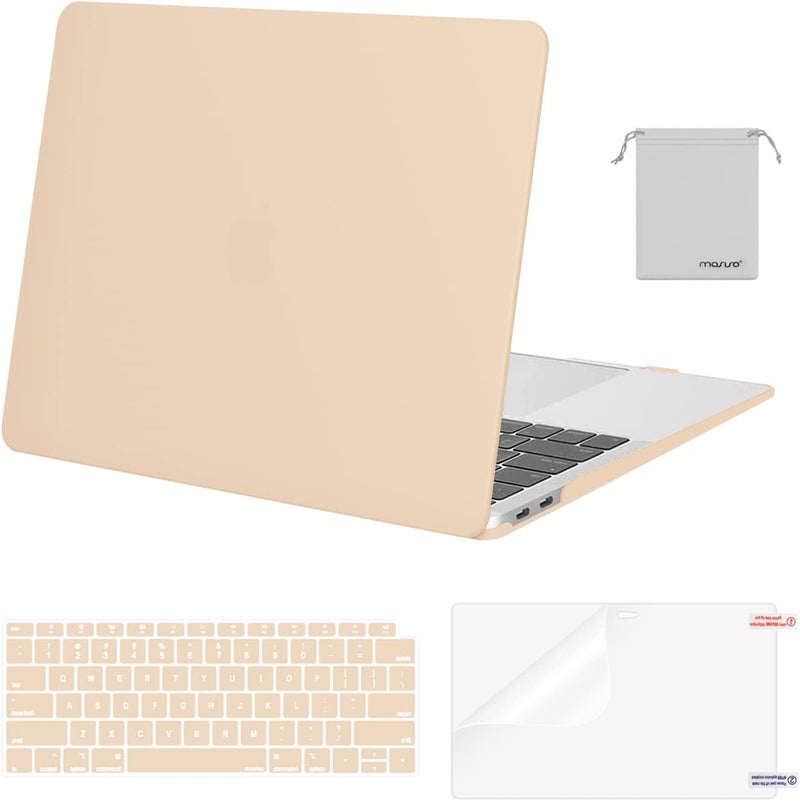 MOSISO Compatible with MacBook Air 13 inch Case M1 Chip 2021-2018 Release A2337 A2179 A1932, Plastic Hard Shell&Keyboard Cover&Screen Film&Storage Bag for MacBook Air 13.3 inch Case, Apricot - Image 1