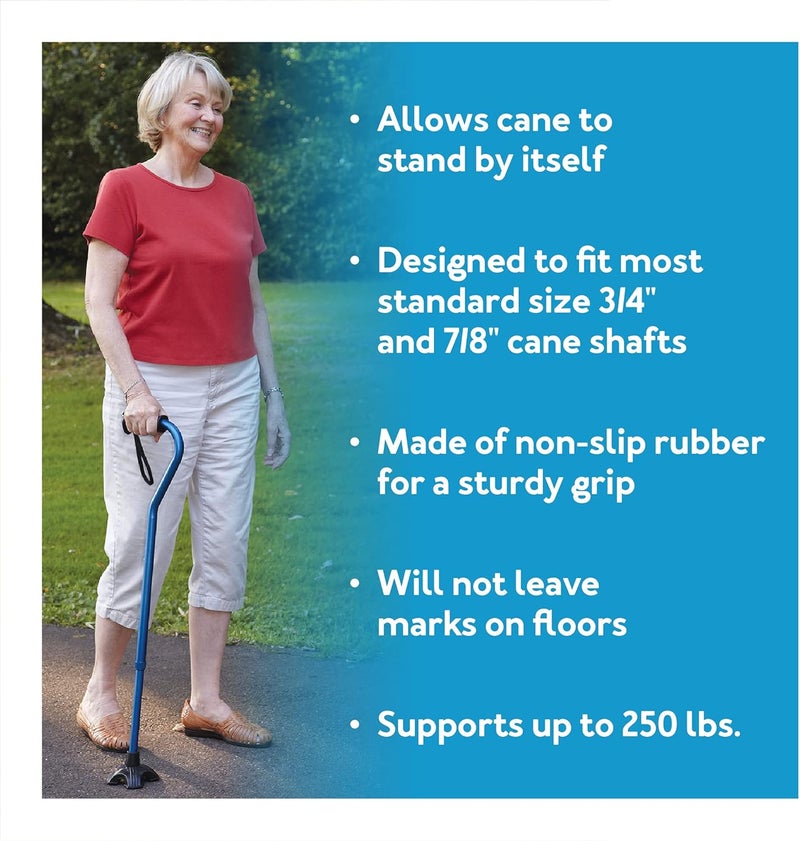 Carex Self Standing Sturdy NonSlip Rubber Stabilizing Four Pronged Cane Tip Quad Cane Base Wont Scuff Floors Adds Stability to Your Walking Black - Image 3