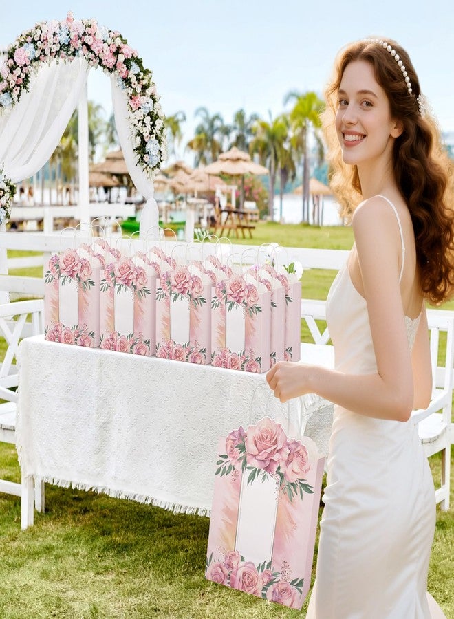 Addveyra Paper Goodie Bags Pink with Handles Rose Floral Party Favor Bags for Birthday/Wedding Women (12 pcs - Image 2