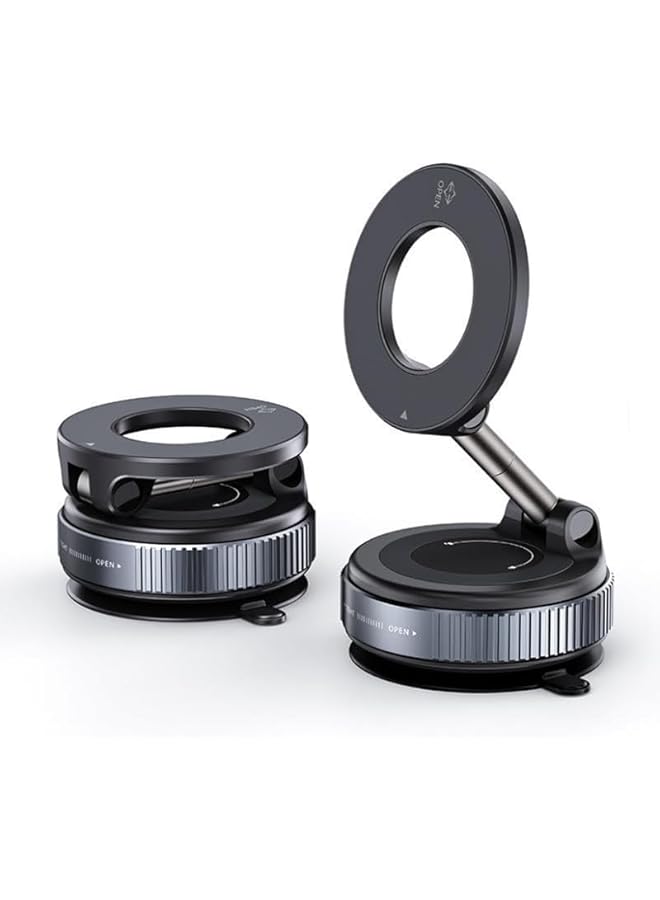 S-TOP Magnetic Car Phone Holder – 360° Rotatable Suction Mount for Dashboard & Windshield, Strong Magnetic Grip, Compatible with MagSafe iPhones & All Smartphones,Hands-Free stand for navigation (Black) - Image 1