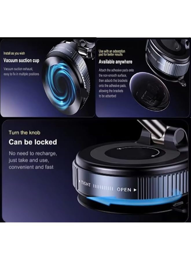 S-TOP Magnetic Car Phone Holder – 360° Rotatable Suction Mount for Dashboard & Windshield, Strong Magnetic Grip, Compatible with MagSafe iPhones & All Smartphones,Hands-Free stand for navigation (Black) - Image 2