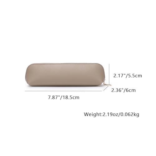 YONBEN Pencil Case Small Pencil Pouch Slim Zipper Pen Holder School Office CollegeKhakiFaux Leather - Image 3