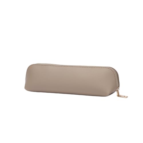 YONBEN Pencil Case Small Pencil Pouch Slim Zipper Pen Holder School Office CollegeKhakiFaux Leather - Image 1