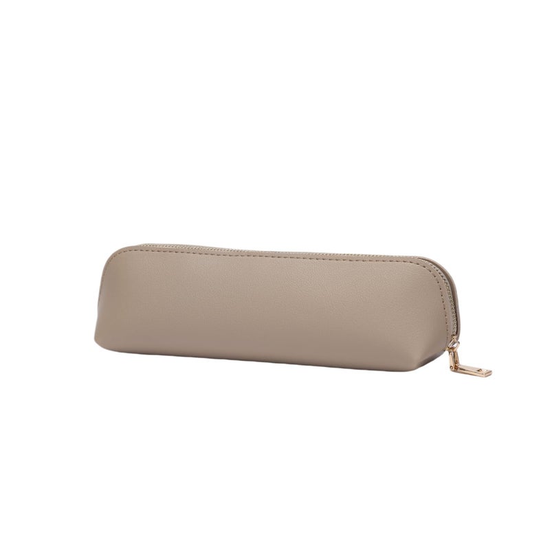 YONBEN Pencil Case Small Pencil Pouch Slim Zipper Pen Holder School Office CollegeKhakiFaux Leather - Image 2