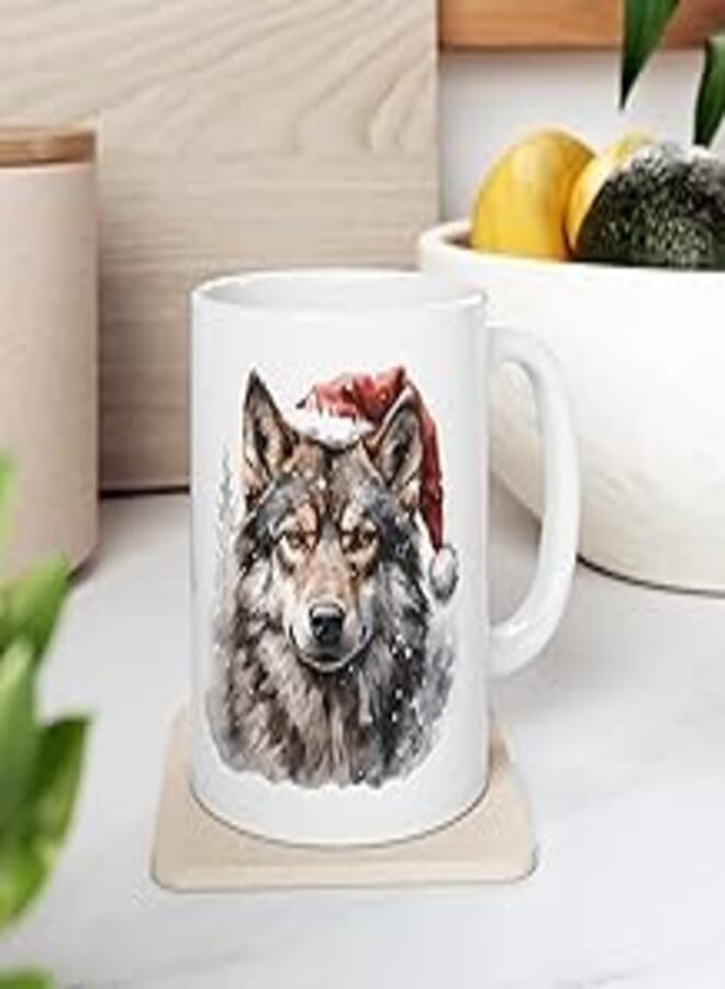Wolf In Santa Hat Mug 