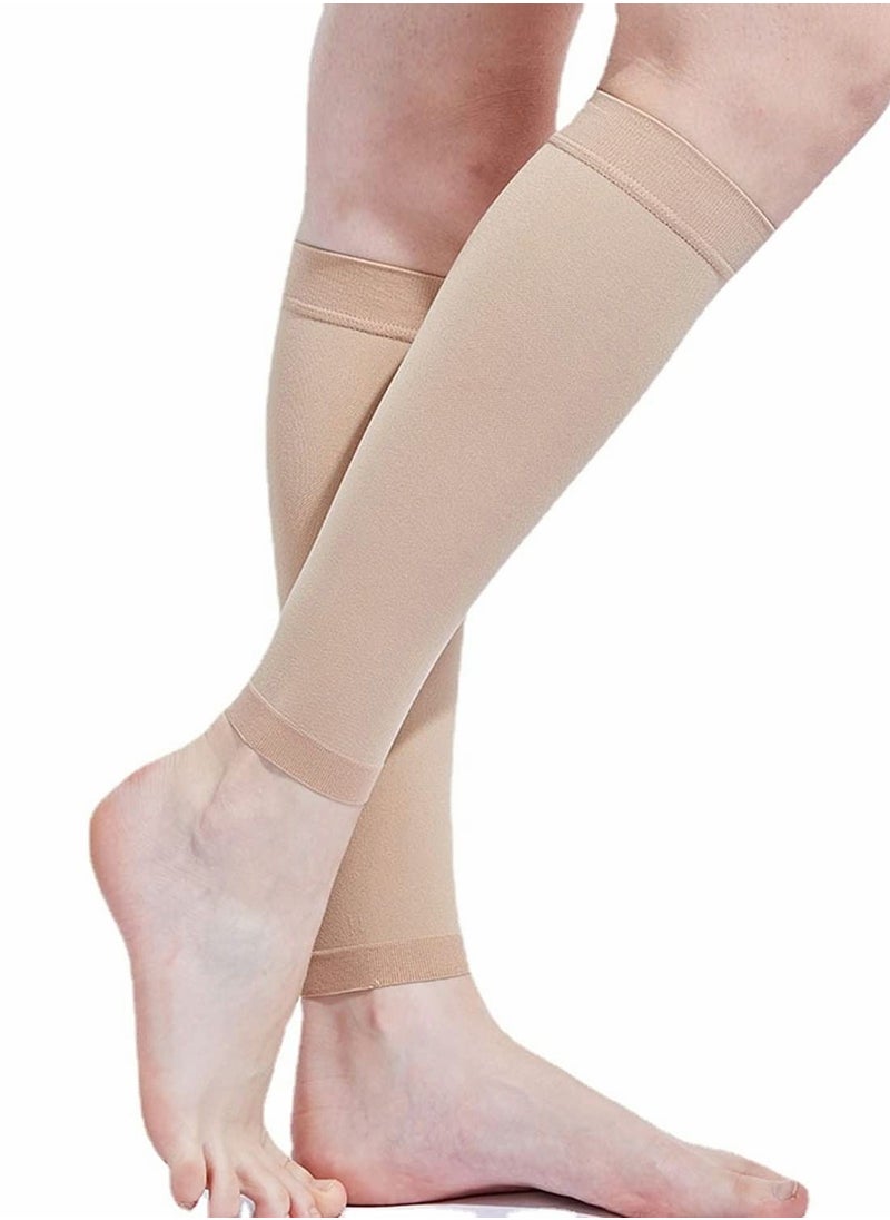 SYOSI Compression Socks, Calf Compression Sleeve Women Footless Skin-Colored Calf Support Mid-Calf Health Stretch Socks for Men and Women Shin Splints Varicose Vein Recovery (1 Pair, 34-40mm)  - Image 1