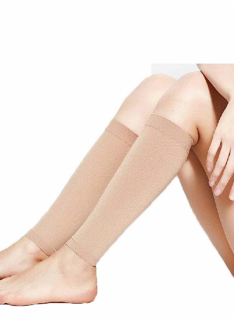 SYOSI Compression Socks, Calf Compression Sleeve Women Footless Skin-Colored Calf Support Mid-Calf Health Stretch Socks for Men and Women Shin Splints Varicose Vein Recovery (1 Pair, 34-40mm)  - Image 3