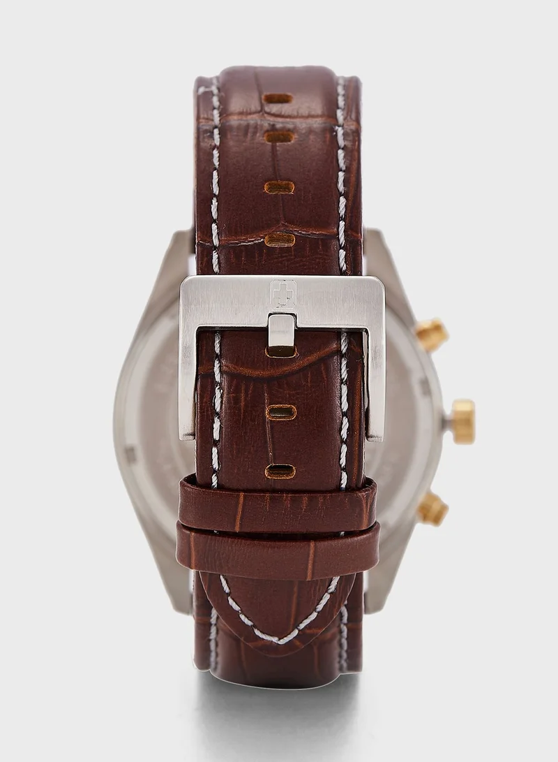 SWISS MILITARY Leather Strap Analog Watch