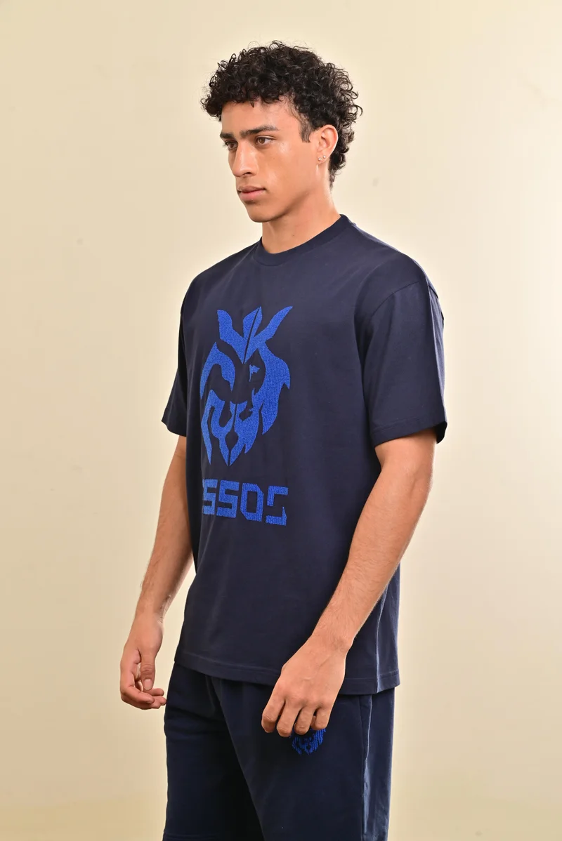 Esso5  Cross Stitch Logo Oversized Tee for Men | Best Price UAE