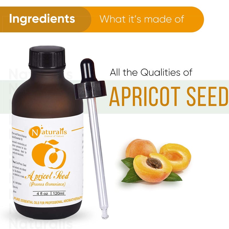 Naturalis Essence of Nature Cold Pressed Undiluted Apricot Oil for Hair Face  Body Massage  120ml - Image 2