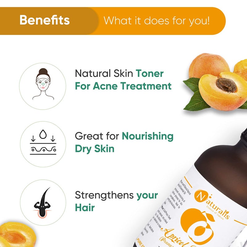 Naturalis Essence of Nature Cold Pressed Undiluted Apricot Oil for Hair Face  Body Massage  120ml - Image 3