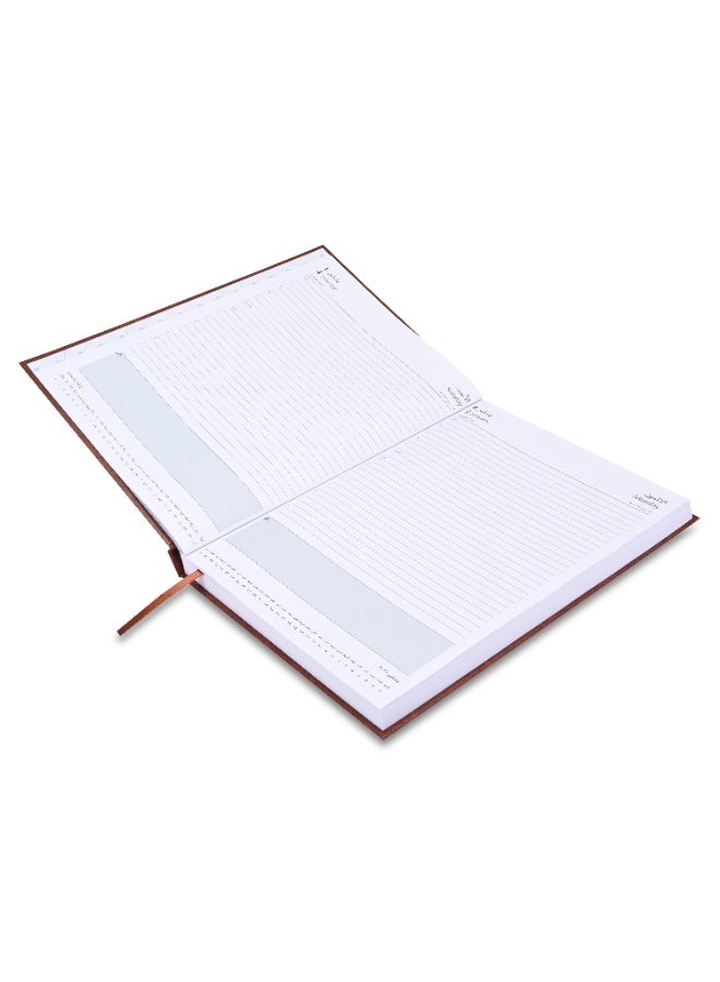 FIS 2026 A4 Diary, 210x297mm Size, Hard Cover Vinyl, 1 Day a Page Format, 60gsm White Paper, English/Arabic, Brown Cover-FSDI41AE26BR - Image 4
