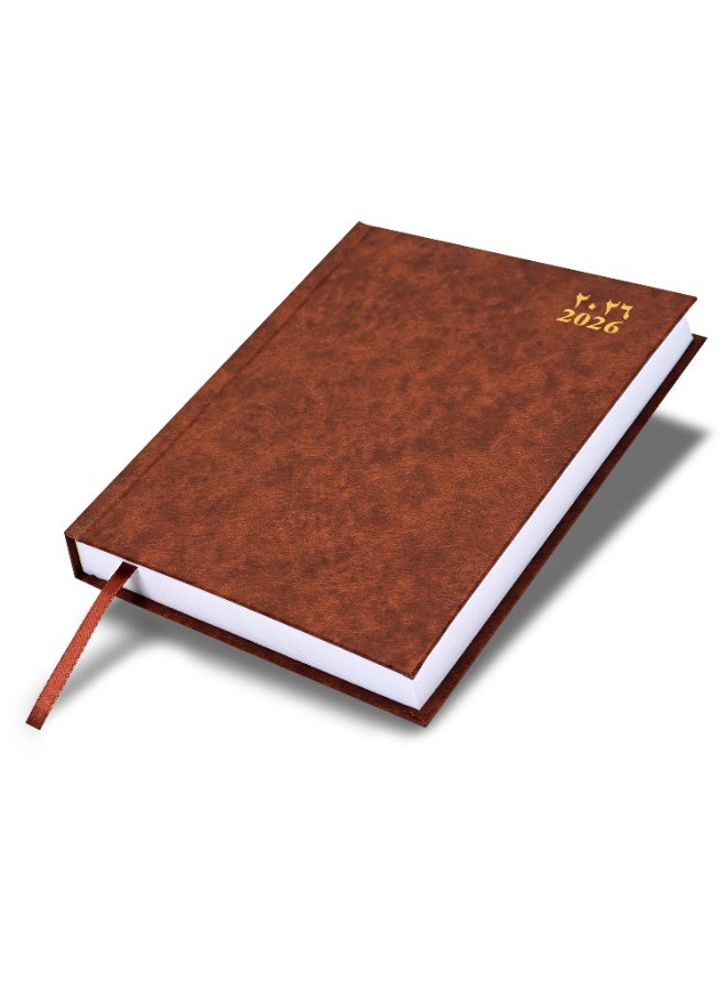 FIS 2026 A4 Diary, 210x297mm Size, Hard Cover Vinyl, 1 Day a Page Format, 60gsm White Paper, English/Arabic, Brown Cover-FSDI41AE26BR - Image 1