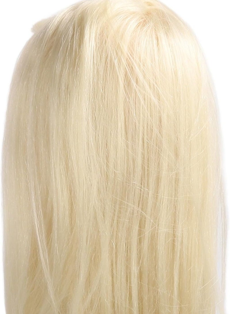 إستيل رأس عارضة أزياء بشعر بشري 100% مع حامل، شعر حقيقي من 24 إلى 20 بوصة، رأس شعر طبيعي لدمية التجميل للتدريب على تصفيف الشعر، وتصفيف الشعر والجديلة (أشقر) - Image 4