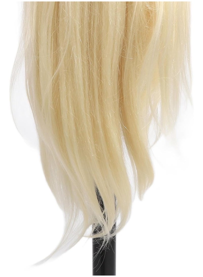 إستيل رأس عارضة أزياء بشعر بشري 100% مع حامل، شعر حقيقي من 24 إلى 20 بوصة، رأس شعر طبيعي لدمية التجميل للتدريب على تصفيف الشعر، وتصفيف الشعر والجديلة (أشقر) - Image 5
