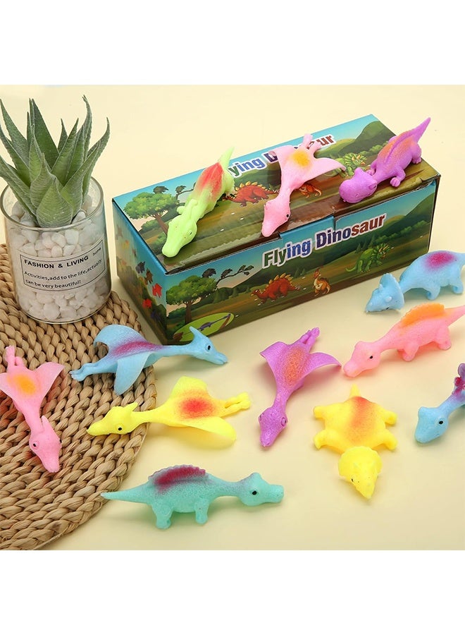 Organizer 20 Pcs Slingshot Dinosaur Finger Toys, Party Favors for Kids Sticky Rubber Dino Flying Catapult Fidget Toys for Boys Girls Birthday Gifts - Image 4
