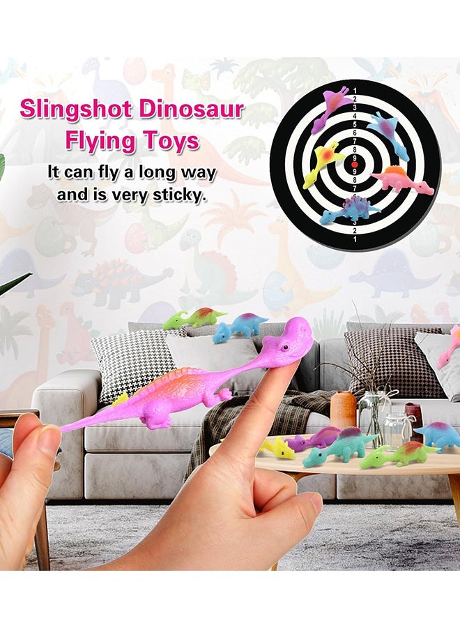Organizer 20 Pcs Slingshot Dinosaur Finger Toys, Party Favors for Kids Sticky Rubber Dino Flying Catapult Fidget Toys for Boys Girls Birthday Gifts - Image 3