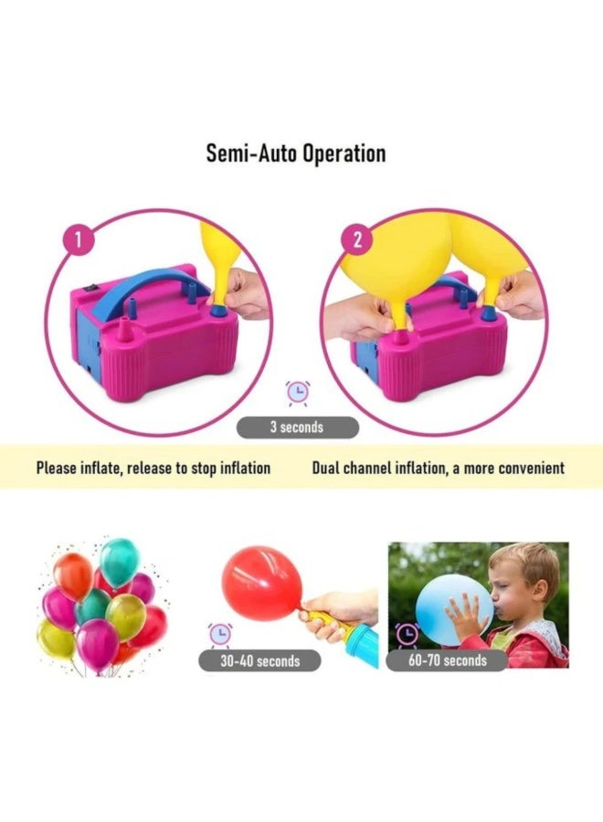 Balloon air pump, portable inflation fan, double nozzle blower for decorating festivals, birthdays, parties and weddings - Image 1