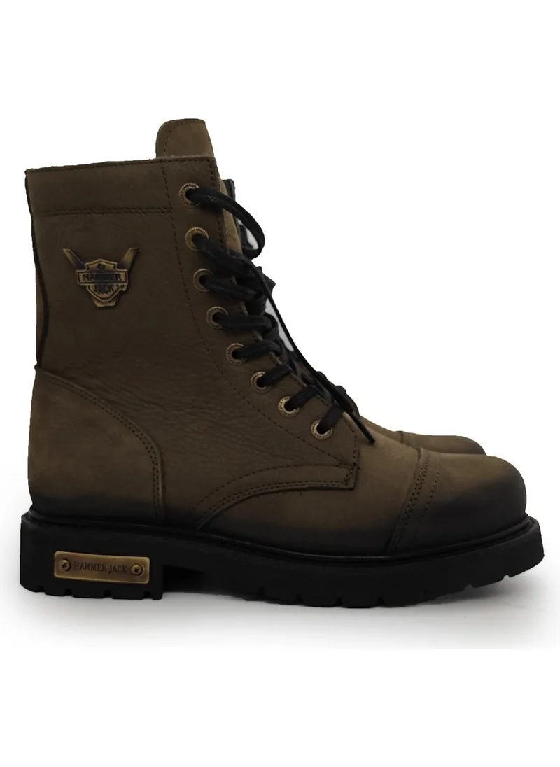 هامر جاك Leather Khaki Color Men's Boots 18505
